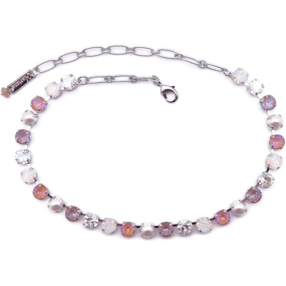 Mariana Butter Pecan Coco Brown Moonlight White Crystal Silver Necklace 1153 NWT - Picture 2 of 3